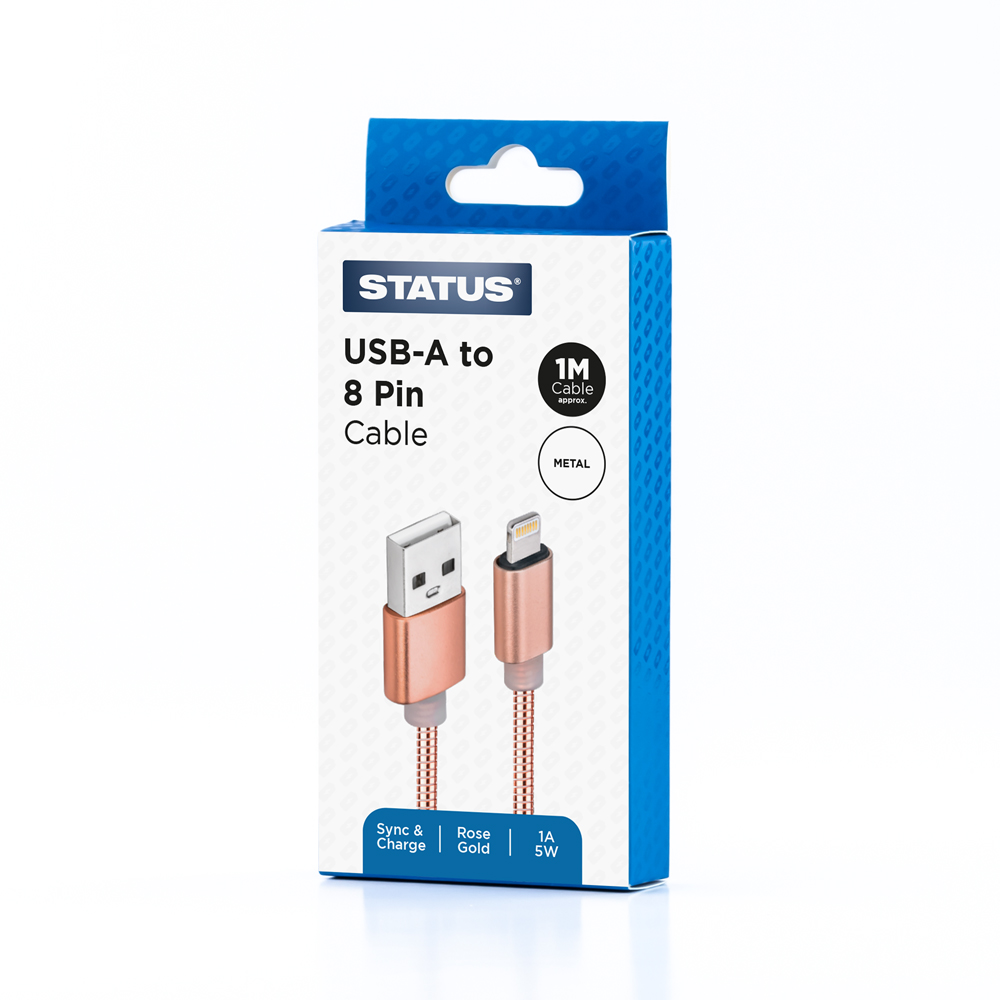 Iphone to USB-A Cable 1M Rose Metal STATUS