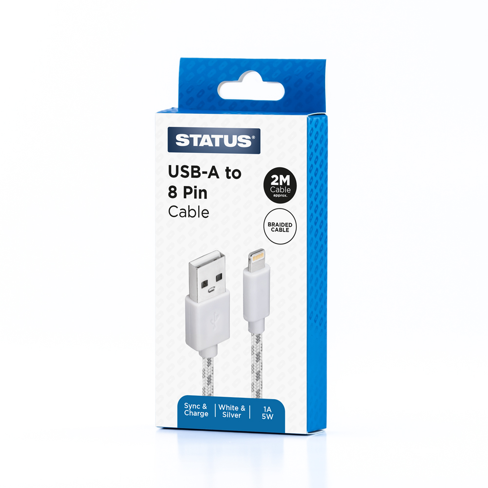 Iphone to USB-A Cable Lead 2M Braided STATUS