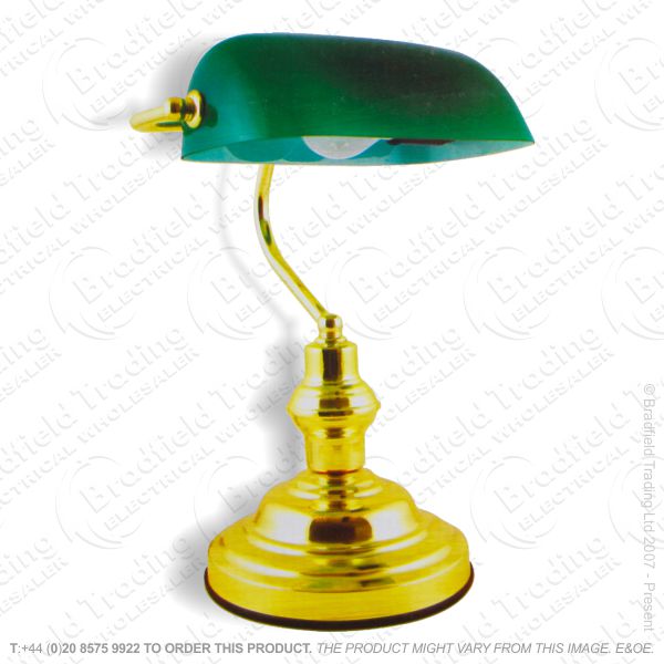 B11) Desk Light Bankers Brass Green LLO